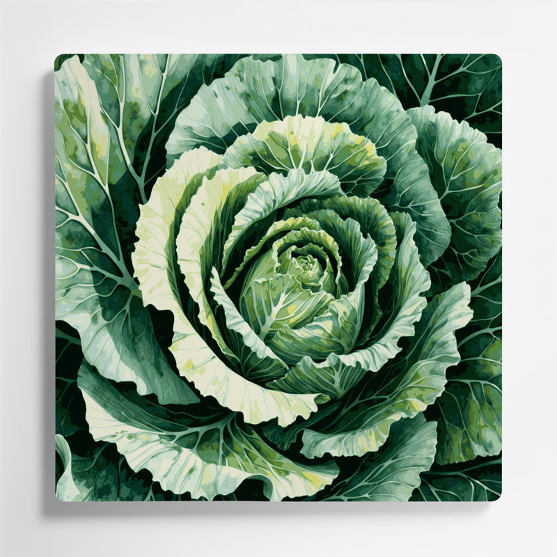 Légumes, chou vert, art mural en métal vert, H 12 po x l 12 po