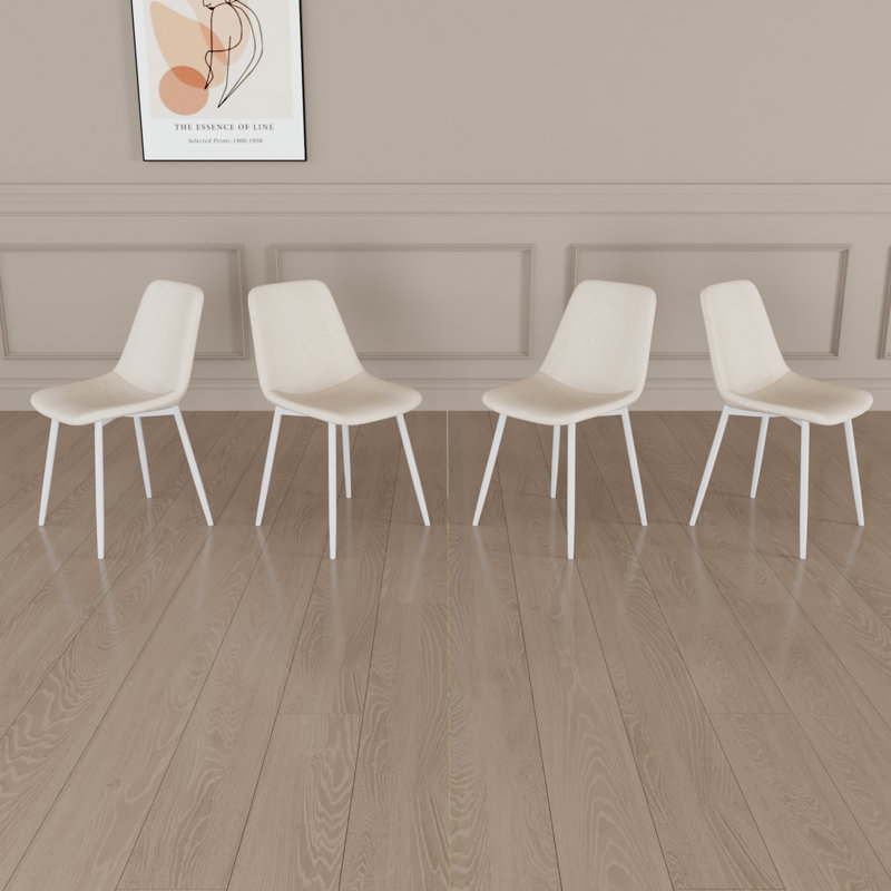Ensemble de 4 chaises de salle à manger rembourrées modernes, Beige