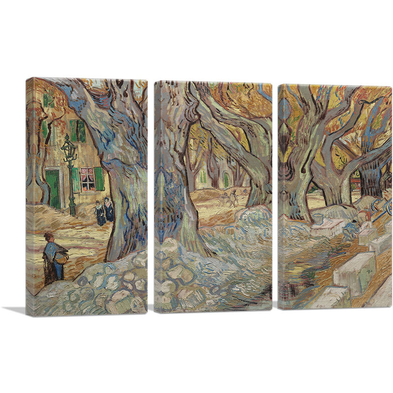 " Large Plane Trees 1889 " by Vincent Van Gogh 3 - Pieces Painting Print, 40" H x 60" W x 1.5" D