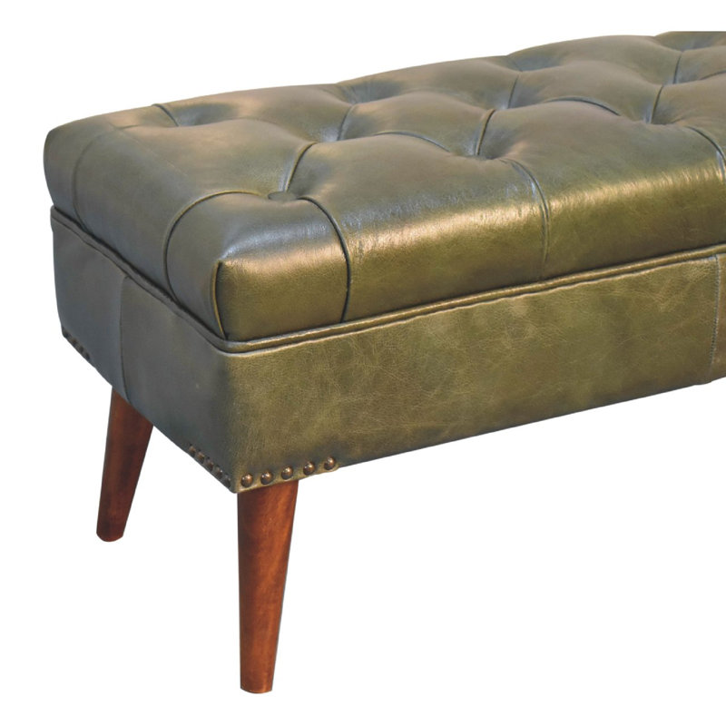 Deyana Genuine Leather Upholstered Bench