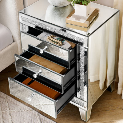 Armoire à miroir argentée 3 portes (54,6 x 40,1 x 68 cm) - Moderne et pratique pour chambre, salon, couloir. 21,5 x 15,8 x 26,8 pouces. Rangement multifonctionnel pour chambre.