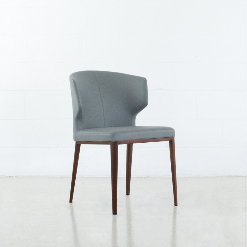 Chaise d'appoint rembourrée Belby, Pierre grise, Noyers