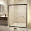 Verre trempé 56-60 "x 72" avec film antidéflagrant, porte de douche coulissante double en aluminium, 1/4 "(6 mm), poignée en acier inoxydable