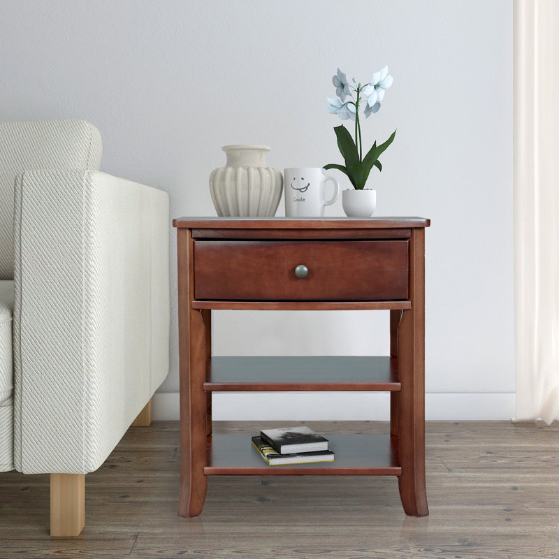 Wellinhall 18'' W Solid Wood Nightstand, Espresso
