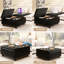 Grand rangement carré Ambridge de style Mid-Century avec rivets, rangement moderne en similicuir noir, détails-121107878