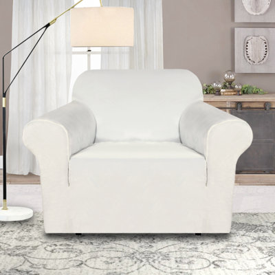 Housse luxueuse pour fauteuil en velours extensible moelleux pour fauteuil
