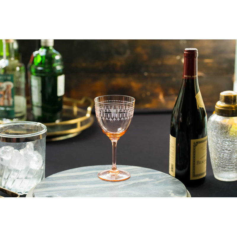 Handmade Crystal Wine Glass, Clear/Orange