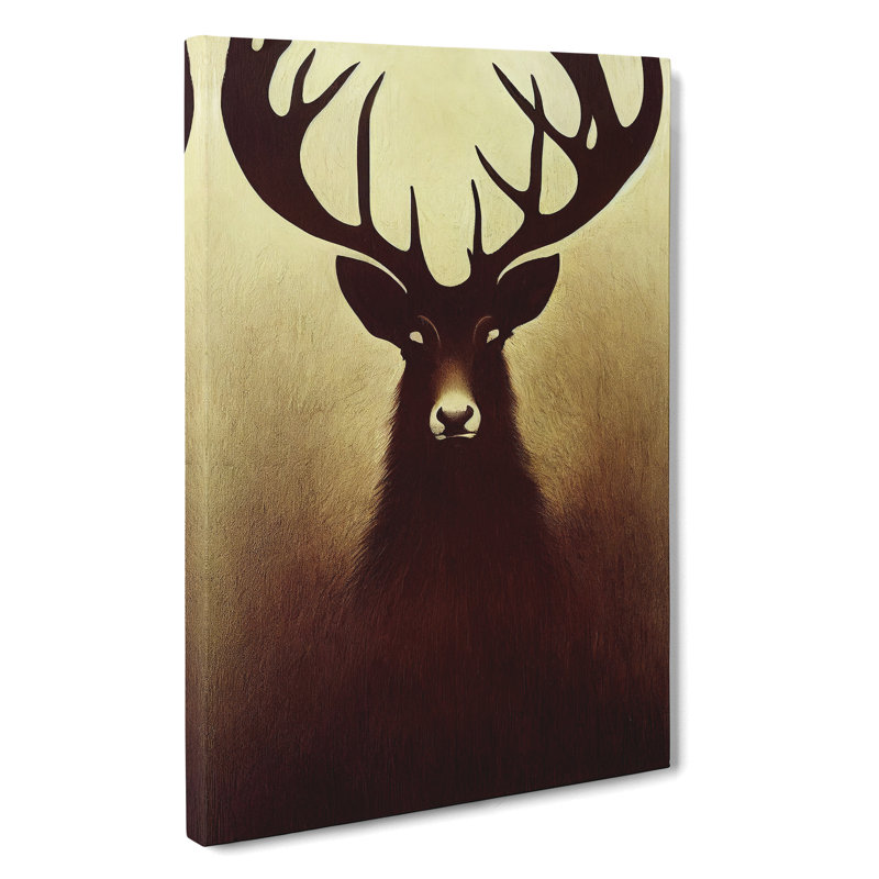 Antique Stag - Wrapped Canvas Print, 50cm H x 35cm W x 3cm D