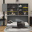 Lit escamotable simple peu encombrant avec armoire suspendue et tablettes personnalisées-1921383795