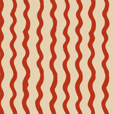 Peel and Stick Wallpaper Red Wavy Lines Beige Contact Paper Removable Self Adhesive Wall Mural Wall Decor for Bedroom Kitchen Cabinets 24in x 118in