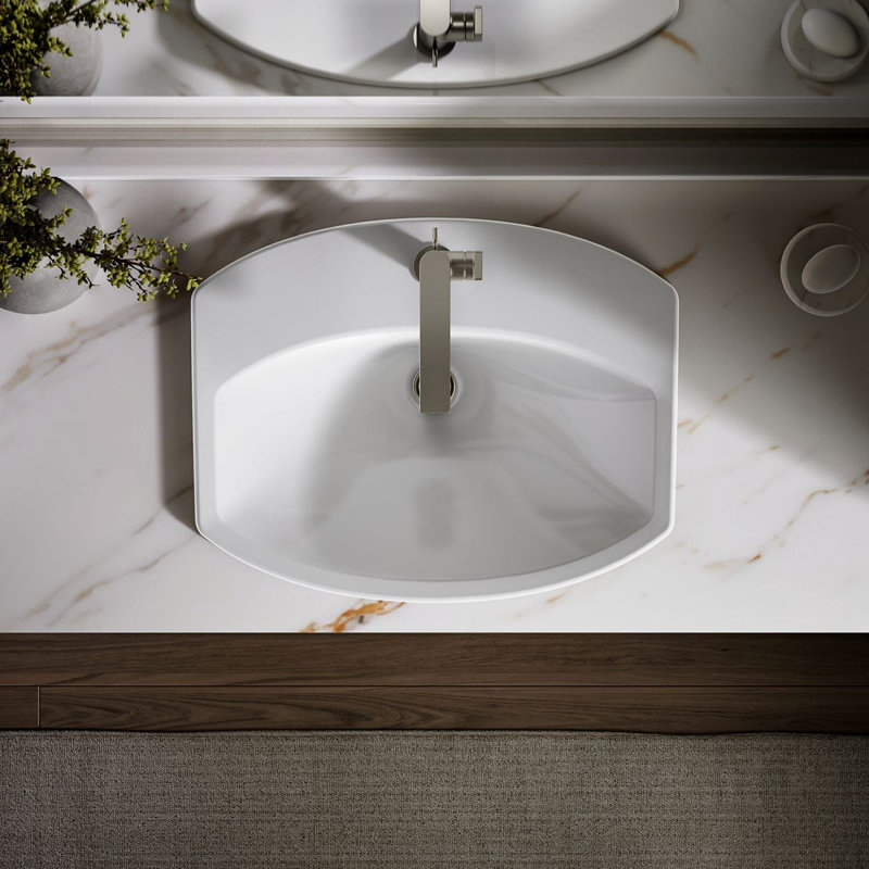 Cimarron Vitreous China Rectangular Drop-In Bathroom Sink with Overflow, White, Single Hole
