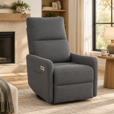 Fauteuil inclinable contemporain en velours gris foncé à motif flocon de neige, pivotant à 270 degrés et à bascule