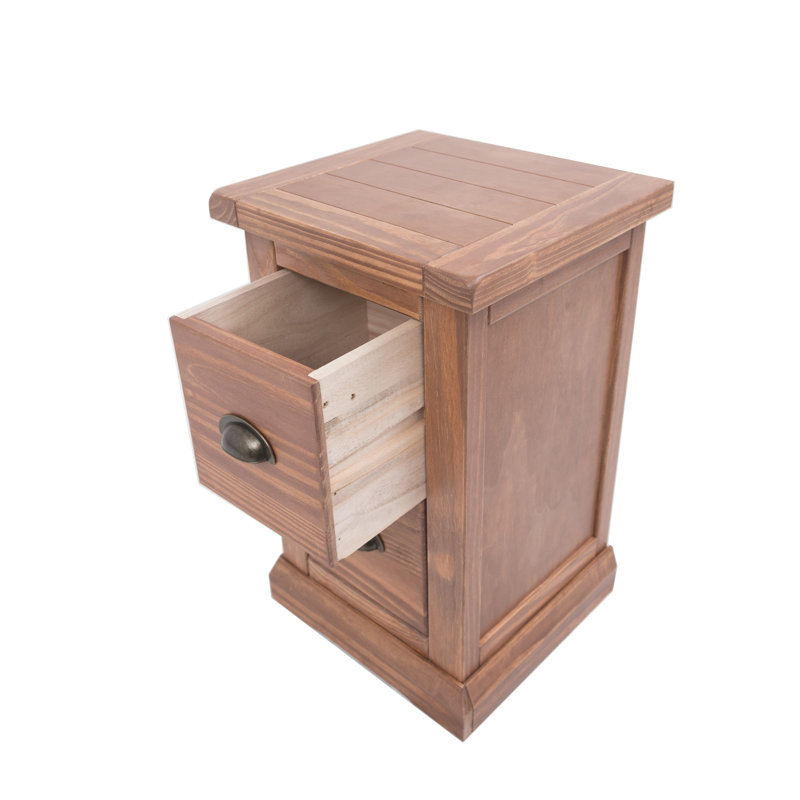 Pharsalia 35cm W Solid + Manufactured Wood Bedside Table, Light Brown, Brass Cup