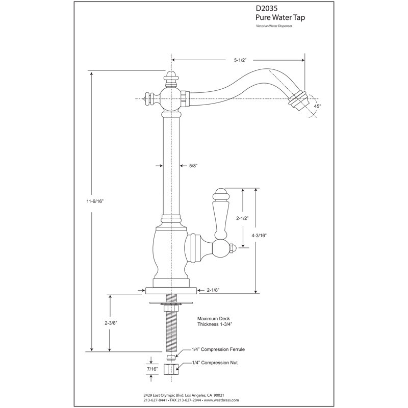 Robinet distributeur d'eau froide à poignée simple 9 po Victorian, Nickel satiné
