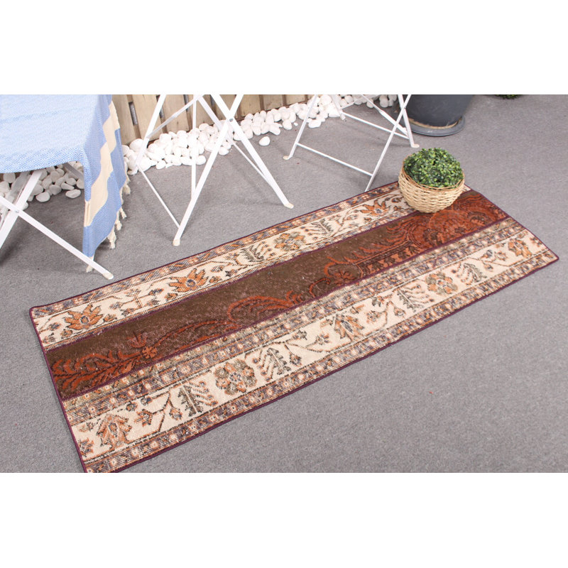 Tapis de couloir classique en laine turque classique avec motif floral Oushak idéal pour les cuisines