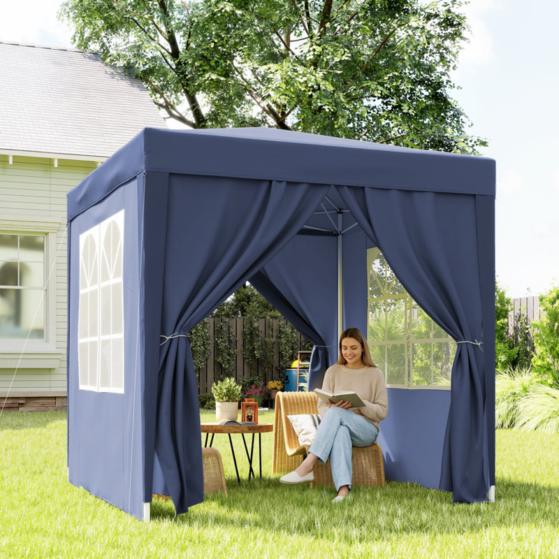 Outsunny 2 x 2 m Garden Pop Up Gazebo with Sidewalls Water Resistant, Blue
