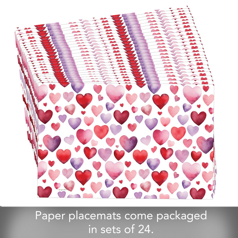 Napperons en papier 24 feuilles Watercolor Hearts