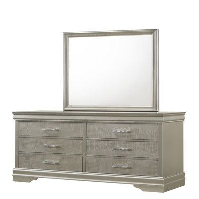 Dresser with Crocodile Embossed Drawer Fronts – Elegant and Functional Storage Solution(not include mirror)