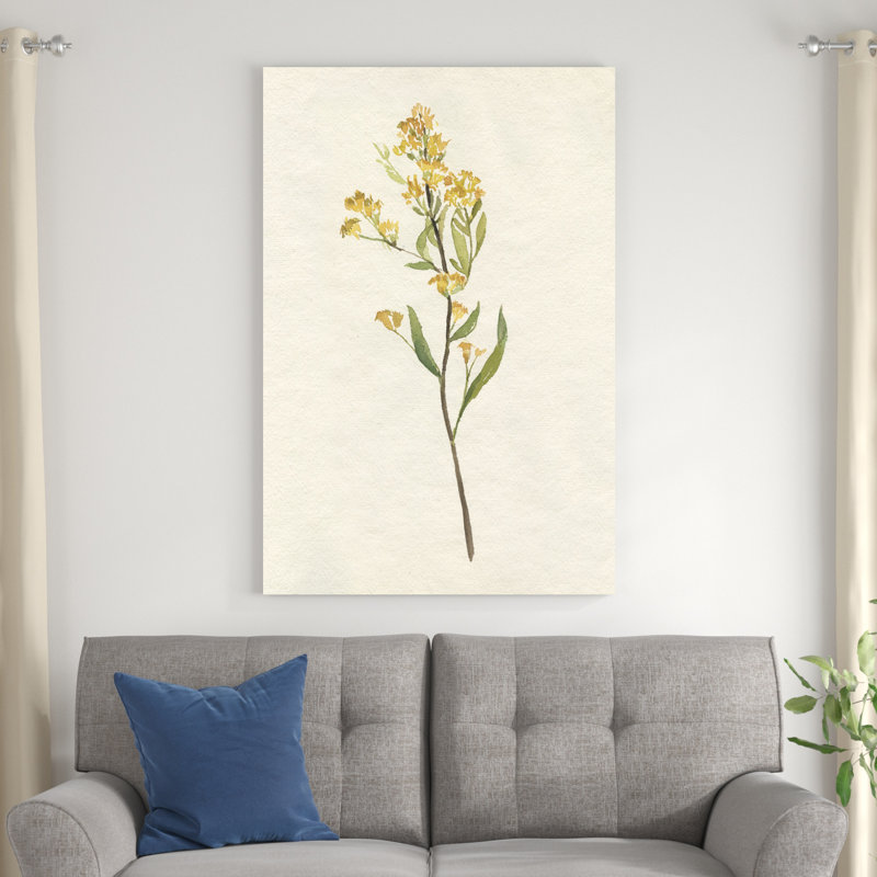 "Delicate Yellow II" by Jennifer Goldberger Mixed Media Floral Painting Print , 48" H x 32" W, Wrapped Canvas, No