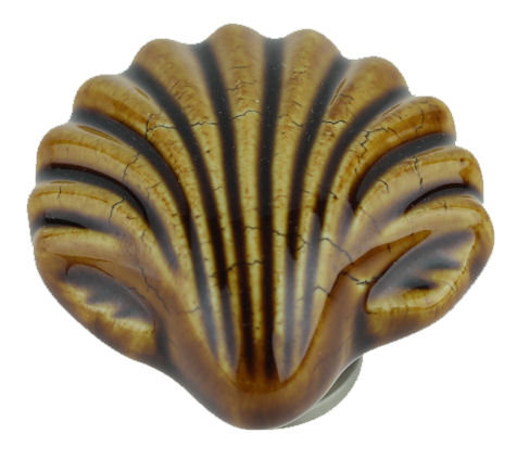 (5 Pack) Ceramic Shell Knob Glossy, Coffee Brown