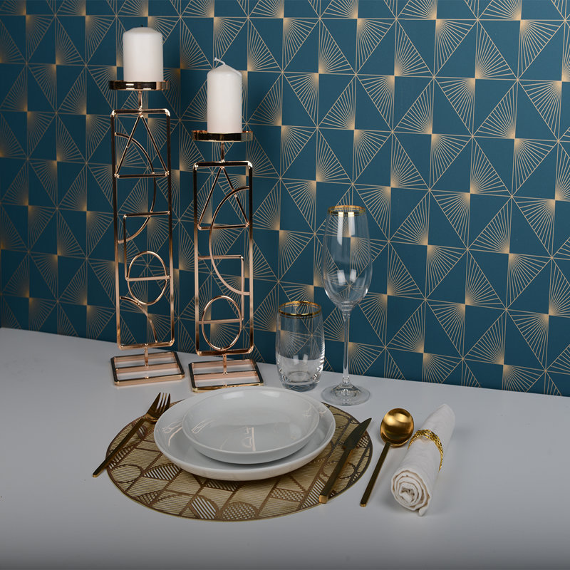 Geometric Round Placemat, Gold