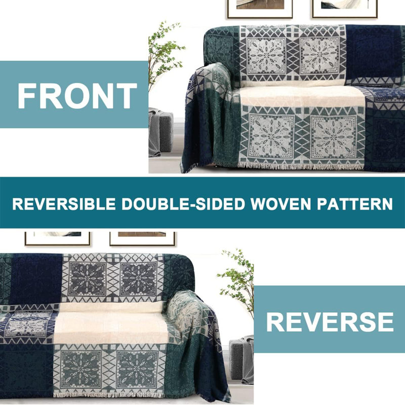 Housse de canapé Boho Housse de canapé en coton bohémien Housse de canapé pour canapé modulaire lavable Housses de canapé modulaires 71 po x 118 po / 134 po