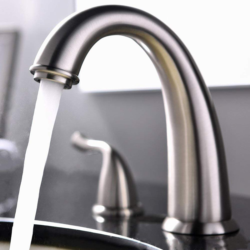 Widespread Bathroom Faucet with Drain Assembly, Brushed Nickel