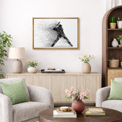 3D Illusion Surreal Abstract Black Dot Baseball Player Portrait Sports Digital Art Wall Decor