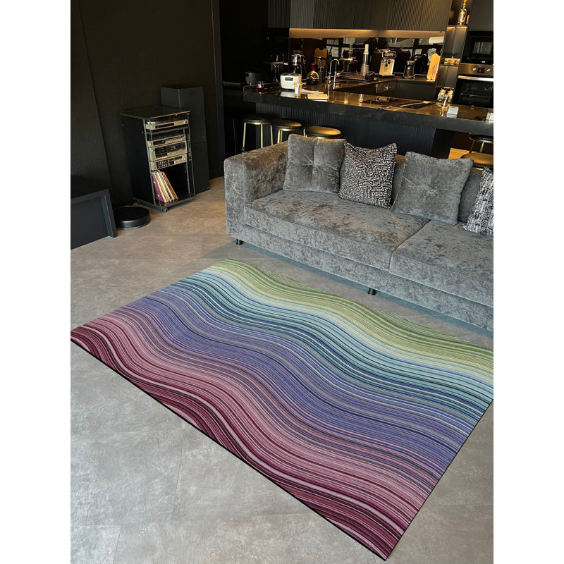 Tapis à motif géométrique tissé coloré, Tapis de couloir 2 pi 7 po x 6 pi 6 po