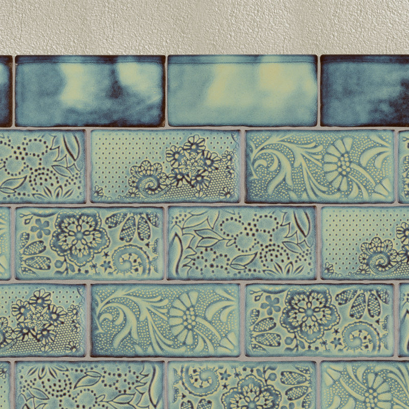 Antic Special 6" x 3" Ceramic Bullnose Tile Trim in Agua Marina