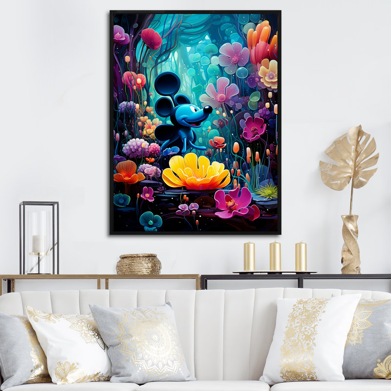 Underwater Sweet Pop Flower Dream - Art mural Pop Art, H 44 po x l 34 po x P 1,5 po, Cadre flottant noir