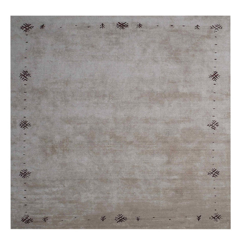 TAPIS DE BAIN EN Soie nouée à la main Breyonna - forme rectangulaire, couleur bleue, design contemporain