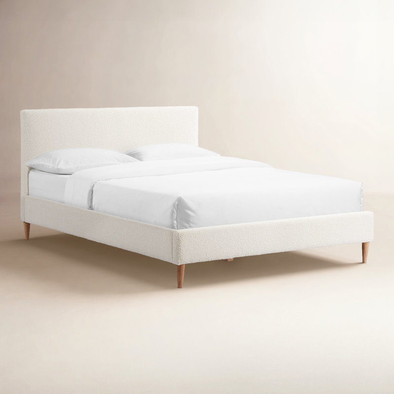 Tavi Ostromecky Boucle Platform Bed, Full / Double, White Boucle