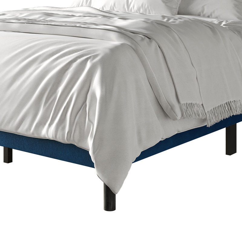 Lit tapissier en velours , Simple, Bleu marine