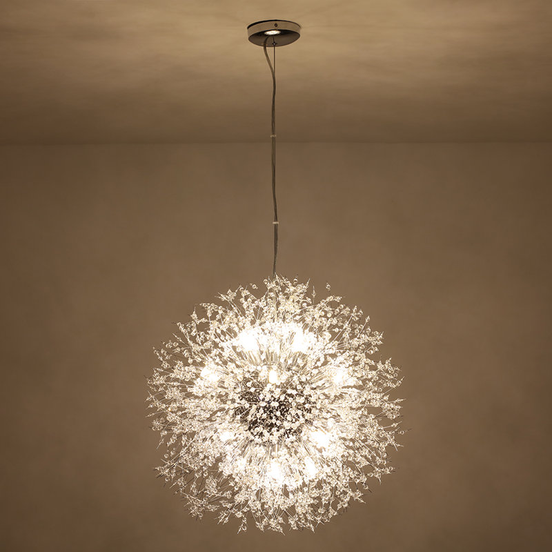 16-Light Crytal Sputnik Sphere Geometric Cluster Unique/Statement Chandelier, Chrome