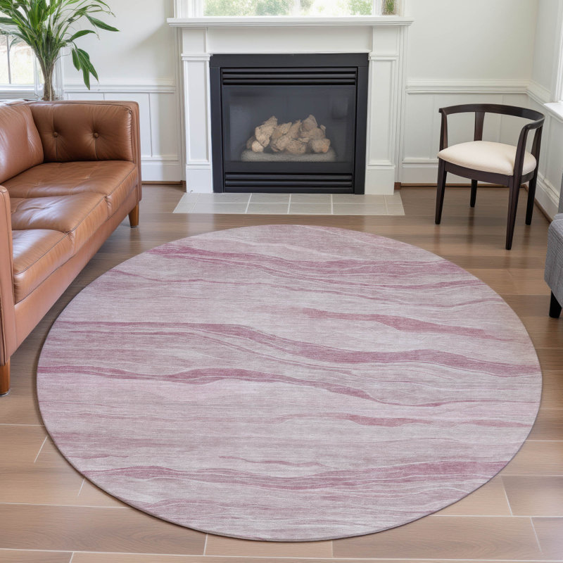 Premium Machine Washable Alijah AMF1246 Stripes Rug, Round 8'