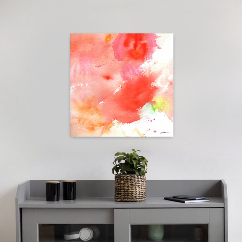 Art abstrait abstrait rose, H 18 po x l 18 po