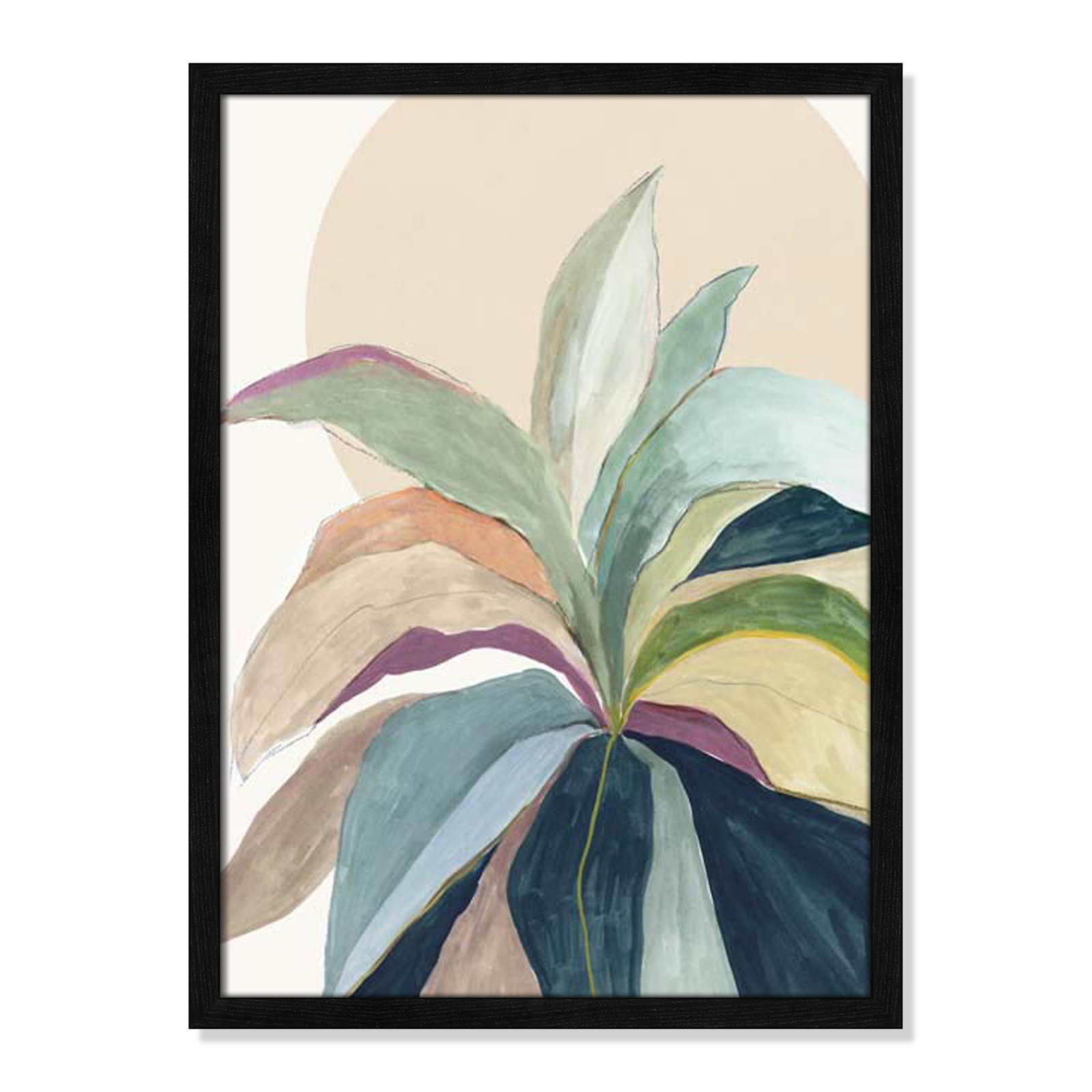 Sunny Bright Leaves II by Asia Jensen, 23" H x 17" W x 0.75" D, Black Slim Unmatted Picture Framed