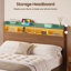 Cadre de lit flottant pleine grandeur avec rangement, station de recharge et lumières DEL, cadre de lit en bois cannelé avec tête de lit de rangement pour chambre à coucher, aucun sommier requis-1153541234
