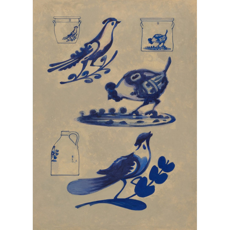 Été 2022, décoration d'oiseaux pour grès 2 encadrée sur papier par Grand archives, impression, Cadre simple blanc