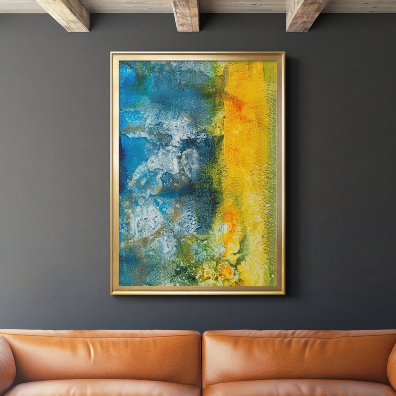 Aquatic Energy II - reproduction de cadre photo, H 36,5 po x l 26,5 po x P 1 po, Or