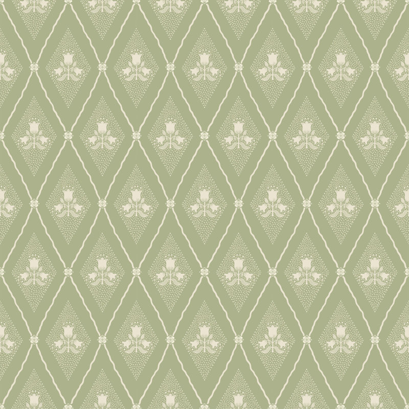 Alma Moss Diamond Floral Wallpaper, Green