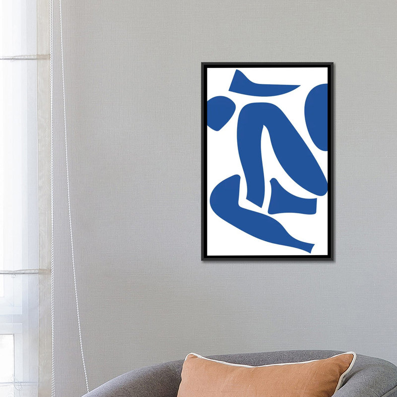 Impression de silhouette bleu déconstruit par Mambo art studio-impression, Pas de tapis, H 26 po x l 18 po x 1,5 po