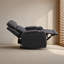 Fauteuil inclinable électrique moderne en cuir sablé bleu-gris de luxe moderne | Fauteuil inclinable de cinéma maison simple