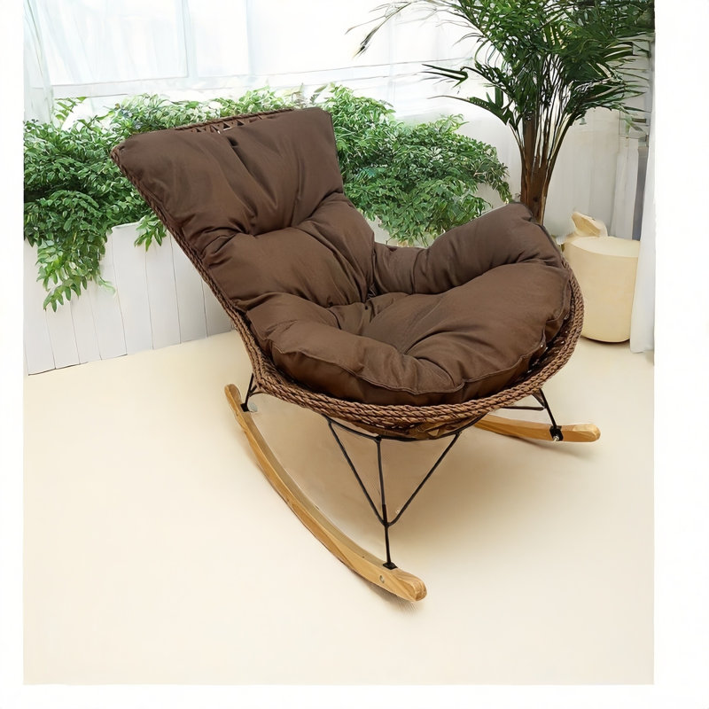 Chaise berçante moderne en rotin, Bleu