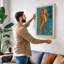 Seahorse in Blue Japandi - Wrapped Canvas-1002476530-1002476525