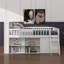 Queen-Sized Wooden Loft Bed Frame With Storage Headboard & LED Light, Low-Profile Loft Bed With Integrated Storage-1973327160-1973327167