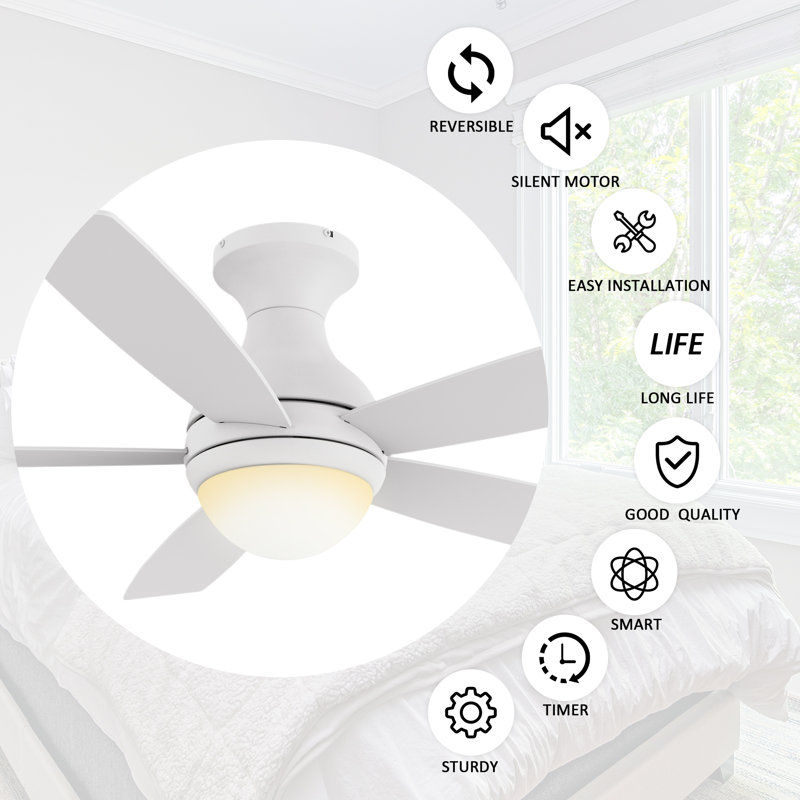 52'' Ceiling Fan with LED Lights, White