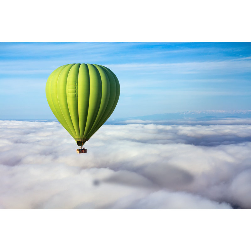 Green Hot Air Balloon - Wrapped Canvas Print, 30cm H x 46cm W x 3.8cm D