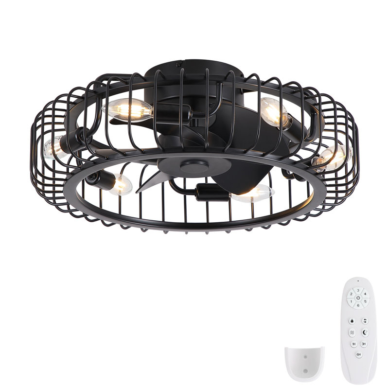 Trevina 20 in. Indoor Black Low Profile Ceiling Fan with E12 Standard Light Bulb fixture, Bulb Not Included